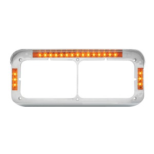 LED Dual Rectangular Headlight Bezel with Visor