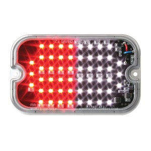 81763 White&Red/Clear Ultra Thin Large Rectangular Strobe LED Light